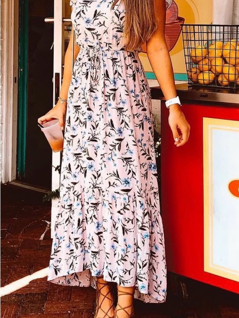 American Eagle Outfitters Pink Floral Maxi Dress